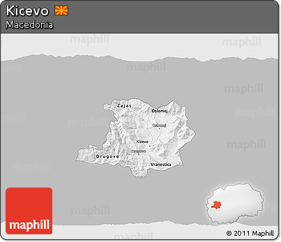 Gray 3D Map of Kicevo, single color outside