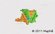 Political 3D Map of Kicevo, cropped outside