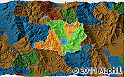 Political 3D Map of Kicevo, darken