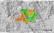 Political 3D Map of Kicevo, lighten, desaturated