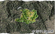 Satellite 3D Map of Kicevo, darken, semi-desaturated