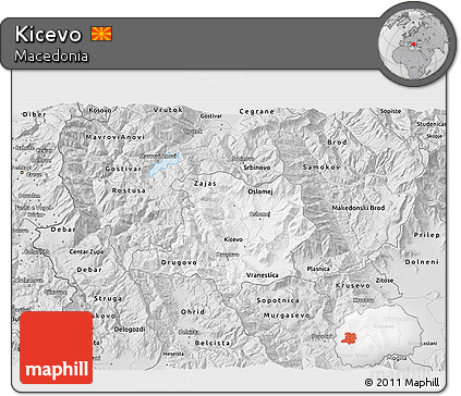 Silver Style 3D Map of Kicevo