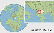Savanna Style Location Map of Kicevo, highlighted country