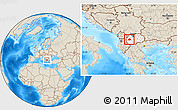 Shaded Relief Location Map of Kicevo, highlighted country