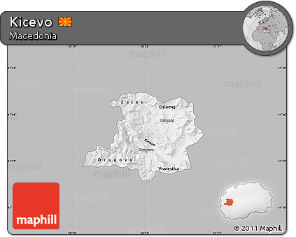 Gray Map of Kicevo, single color outside
