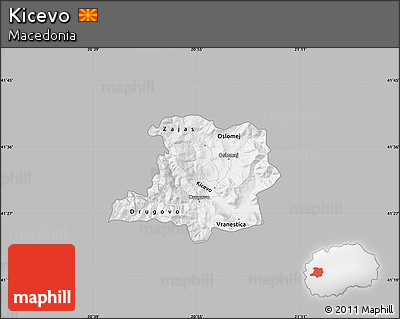 Gray Map of Kicevo, single color outside