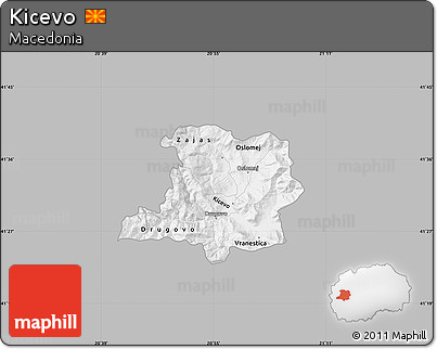 Gray Map of Kicevo, single color outside