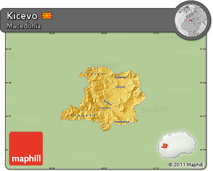 Savanna Style Map of Kicevo, single color outside