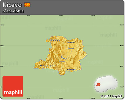 Savanna Style Map of Kicevo, single color outside