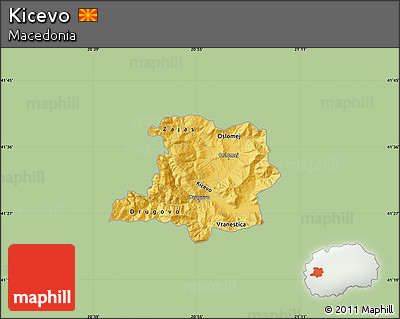 Savanna Style Map of Kicevo, single color outside