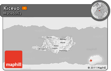 Gray Panoramic Map of Kicevo, single color outside