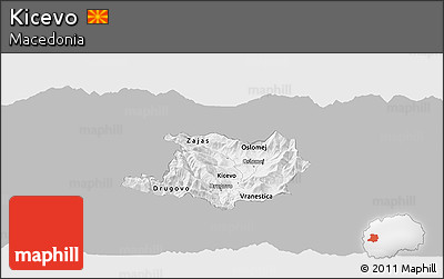 Gray Panoramic Map of Kicevo, single color outside