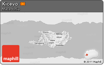 Gray Panoramic Map of Kicevo, single color outside