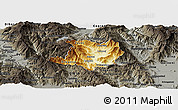 Physical Panoramic Map of Kicevo, darken, semi-desaturated