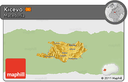 Savanna Style Panoramic Map of Kicevo, single color outside