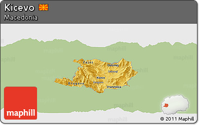 Savanna Style Panoramic Map of Kicevo, single color outside