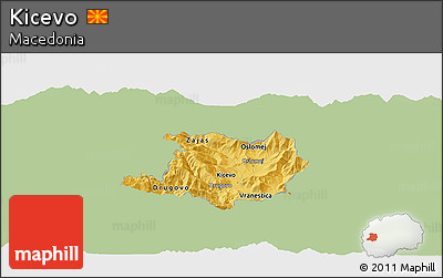 Savanna Style Panoramic Map of Kicevo, single color outside
