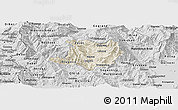 Shaded Relief Panoramic Map of Kicevo, desaturated