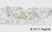 Shaded Relief Panoramic Map of Kicevo, lighten, desaturated