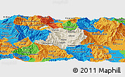 Shaded Relief Panoramic Map of Kicevo, political outside