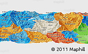 Shaded Relief Panoramic Map of Kicevo, political shades outside
