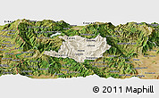 Shaded Relief Panoramic Map of Kicevo, satellite outside