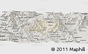 Shaded Relief Panoramic Map of Kicevo, semi-desaturated