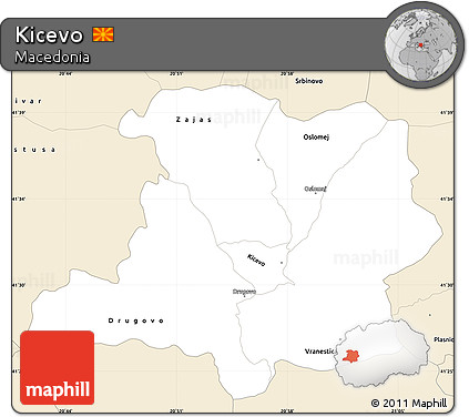 Classic Style Simple Map of Kicevo