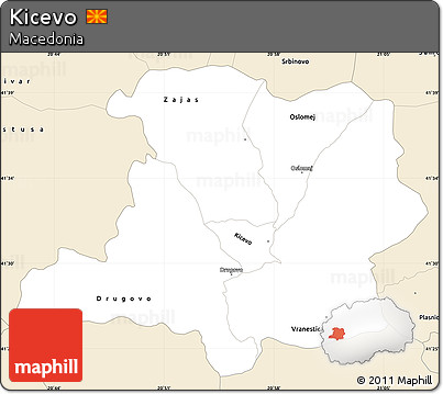 Classic Style Simple Map of Kicevo