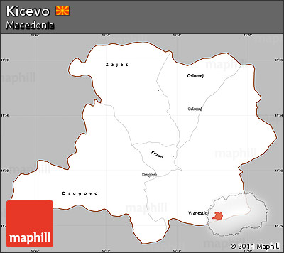 Gray Simple Map of Kicevo, cropped outside