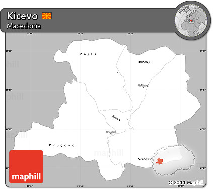 Gray Simple Map of Kicevo, single color outside