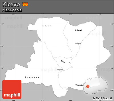 Gray Simple Map of Kicevo, single color outside
