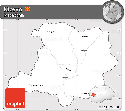 Silver Style Simple Map of Kicevo, cropped outside