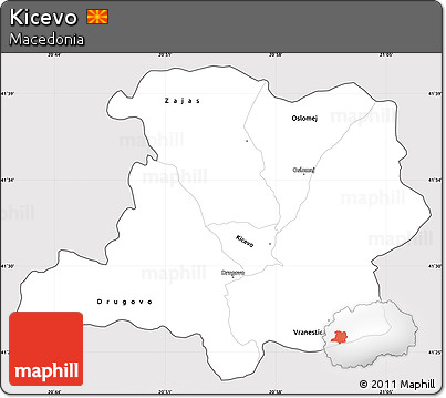 Silver Style Simple Map of Kicevo, cropped outside