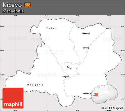 Silver Style Simple Map of Kicevo, cropped outside