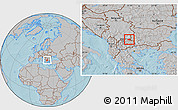 Gray Location Map of Kriva Palenka, hill shading