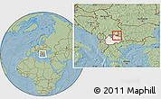 Savanna Style Location Map of Kriva Palenka, highlighted country, hill shading