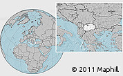 Blank Location Map of Macedonia, gray outside, hill shading outside