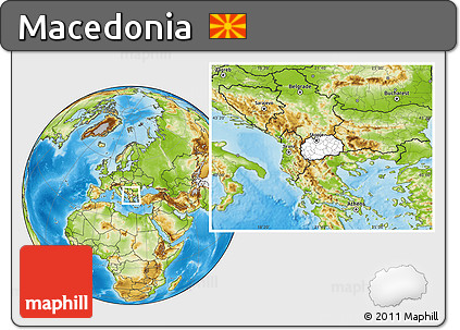 Blank Location Map of Macedonia, physical outside