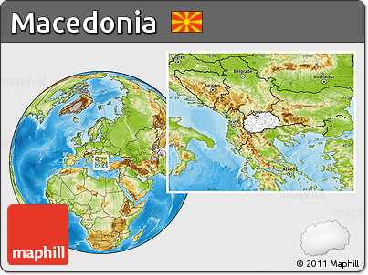 Blank Location Map of Macedonia, physical outside
