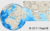 Blank Location Map of Macedonia, shaded relief outside