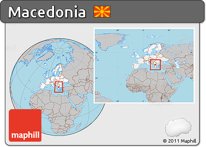 Gray Location Map of Macedonia, highlighted continent, within the entire continent