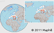 Gray Location Map of Macedonia, highlighted continent, within the entire continent