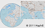 Gray Location Map of Macedonia, lighten, desaturated, land only, hill shading