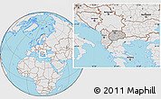 Gray Location Map of Macedonia, lighten, desaturated, land only