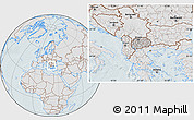 Gray Location Map of Macedonia, lighten, hill shading