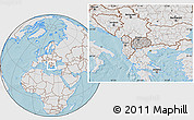 Gray Location Map of Macedonia, lighten, land only, hill shading