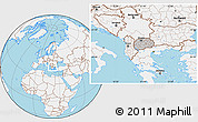 Gray Location Map of Macedonia, lighten, land only
