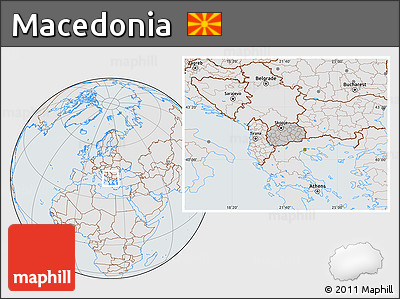 Gray Location Map of Macedonia, lighten, semi-desaturated