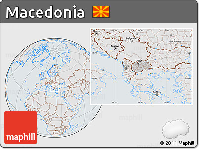 Gray Location Map of Macedonia, lighten, semi-desaturated